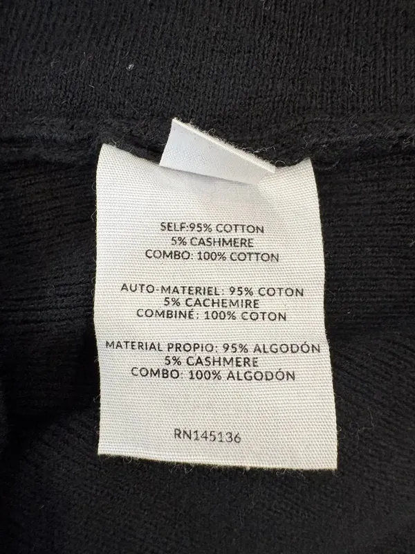🌟 Naadam 🌟 Mixed Media Collared Sweater Cardigan Cotton Cashmere Black Sz S - Image 8