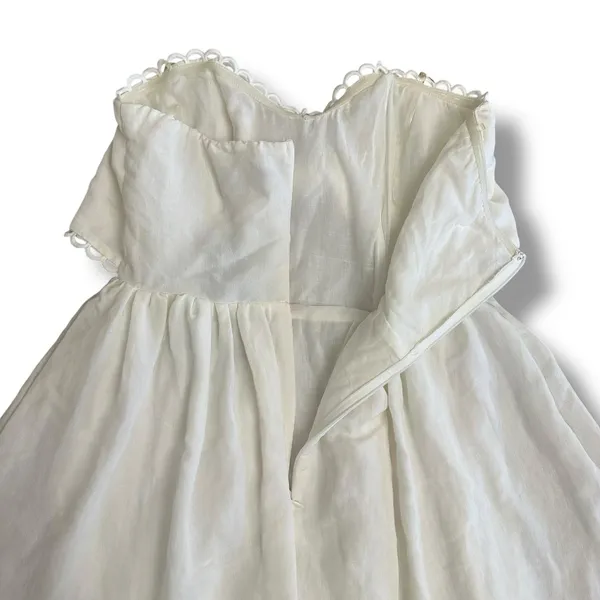 DO+BE White Strapless Sweetheart Mini‎ Dress Medium NWT Tie Front Scallop Trim - Image 6