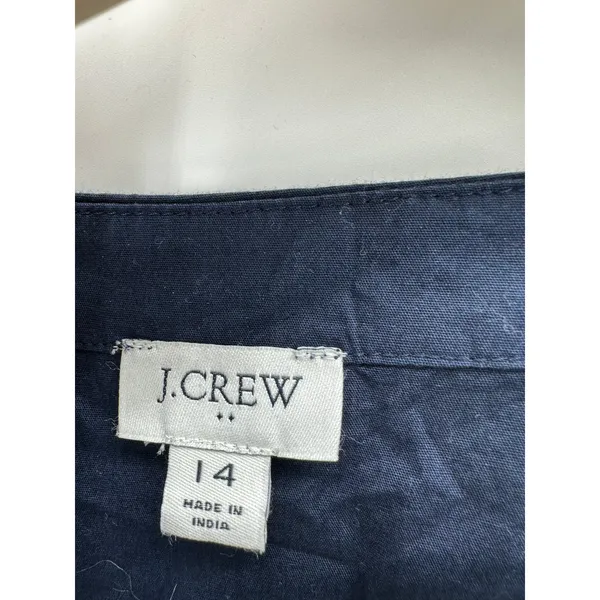 J. Crew Factory Womens Blue Faux Wrap Mini‎ Dress Ruffles Belt V Neck Size 14 - Image 7