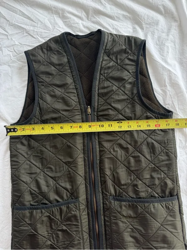 Barbour Women’s XS Quilted Best Dark Green Zip Pockets Vest Reversible Classy - Image 9