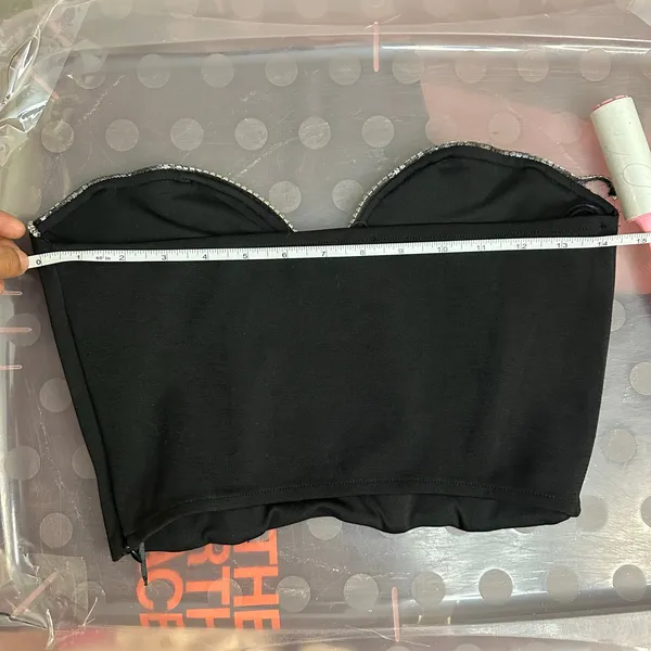 ZARA Black Embellished Bustier Corset Crop Top Bloggers Favorite Size Large‎ - Image 9