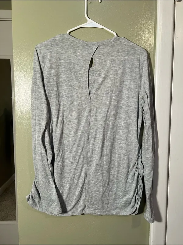Athletic Works Women's Size Large 12-14 Long Sleeve T-Shirt Light Heather Gray - Image 5