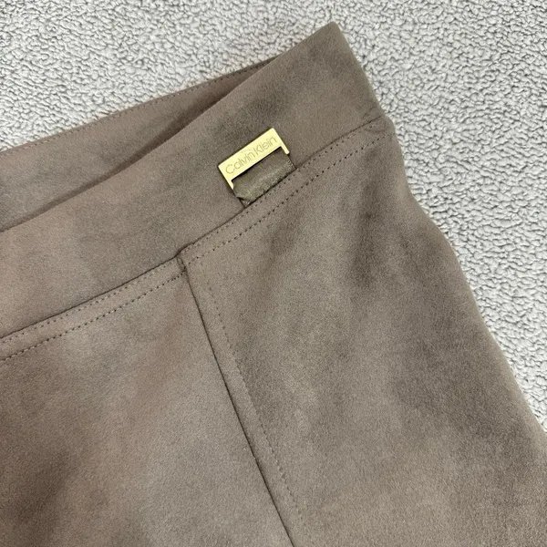 Calvin Klein Faux Suede Skinny‎ Pull On Pants Taupe Tan Small Leggings - Image 4