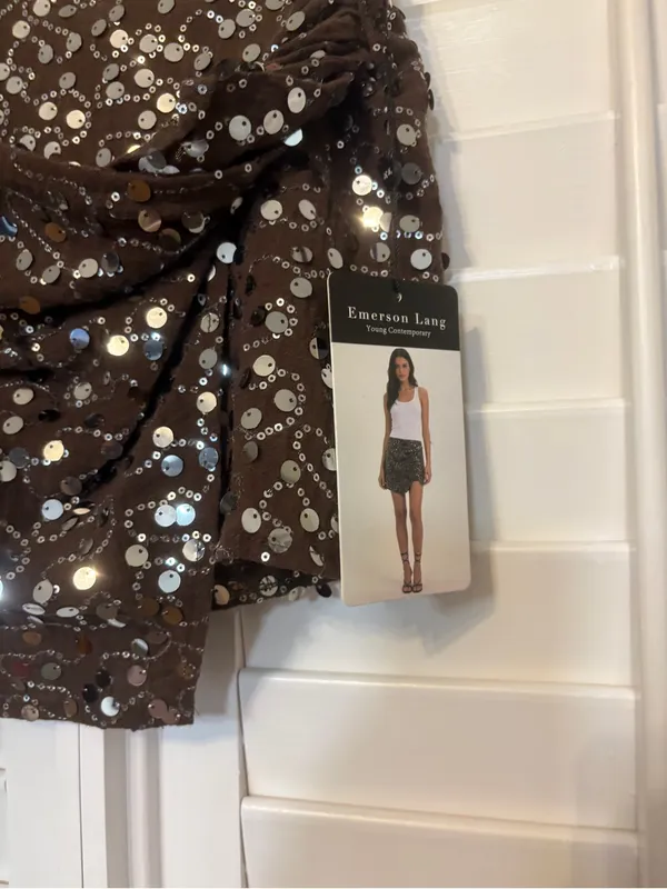 Emerson Lang Brown Sequin Skort Size Small Black - Image 4
