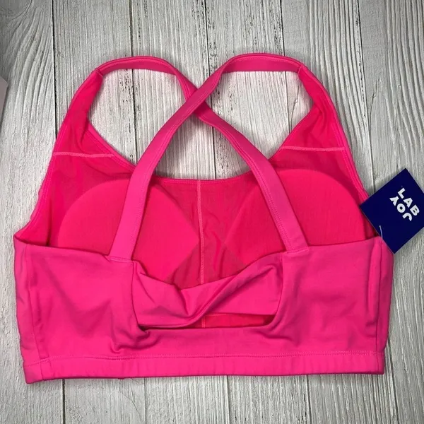 JoyLab Flamingo Hot Pink Longline‎ Crisscross Back Sports Bra Large - Image 4