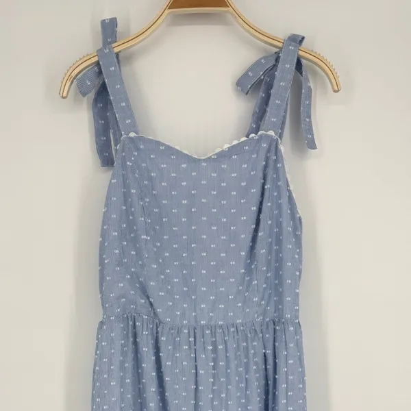 Shabby Chic Maxi Dress‎ Size 12 Blue White Striped Eyelet Lace NWT Cottagecore - Image 6