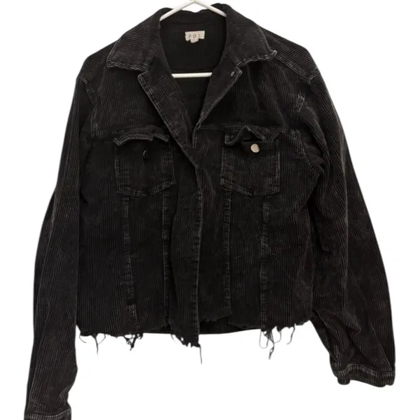POL Black Trucker Corduroy Jean Jacket Sized L - Image 2