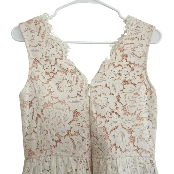 Lulus Love Poem White Lace Mini Dress V-Neck Fit & Flare Pockets‎ Bridal Shower - Image 9