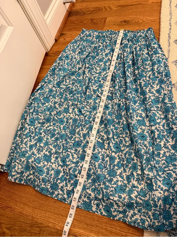 J.Crew Smocked-waist cotton voile midi skirt in blue blooms block print size S - Image 8