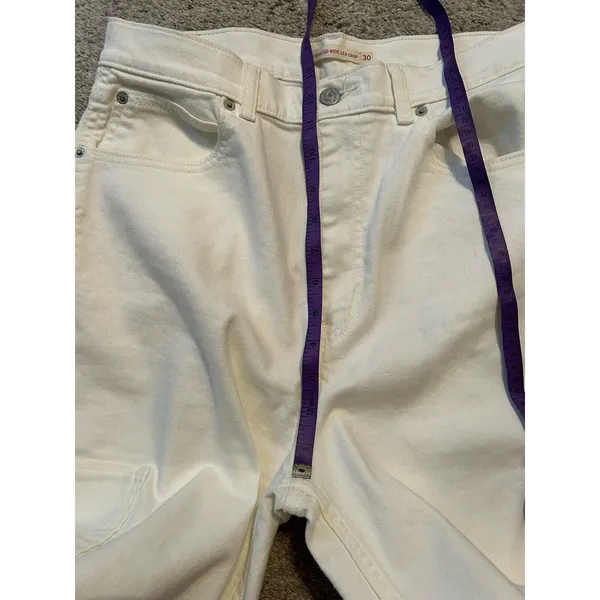 Levis Womens Size 30 White/cream High Waisted‎ Wide Leg Crop Utility Cargo Jeans - Image 3