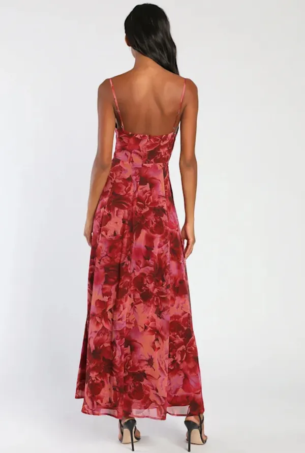 Burgundy Floral Dress - Image 2