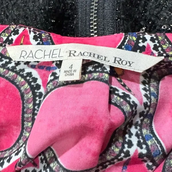 Rachel Rachel Roy Pink Black Glitter Dress Women’s 4 - Image 3