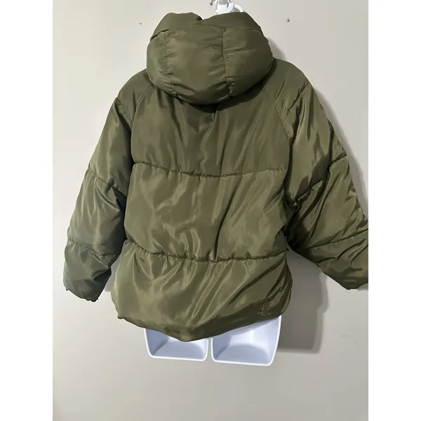 TOAST SOCIETY PLUTO KHAKI GREEN PUFFER JACKET Hooded Patch Pocket‎ EUC Size M - Image 10