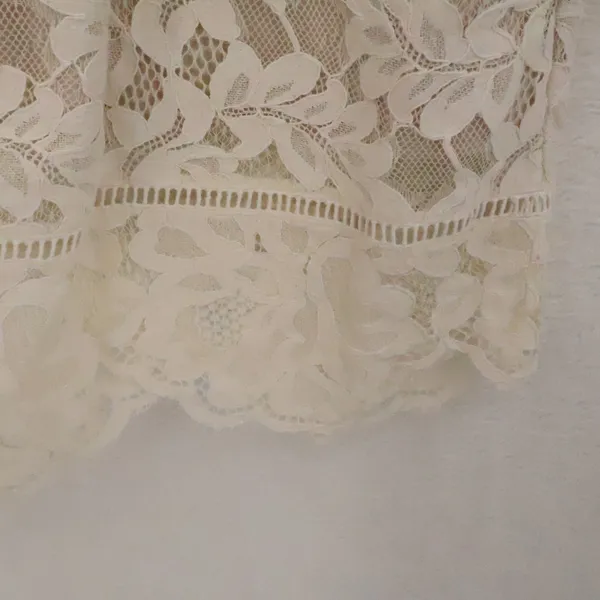Nareisa Lang Floral Crochet Lace Dress Womens Size‎ S Cream Bridal Bachelorette - Image 8