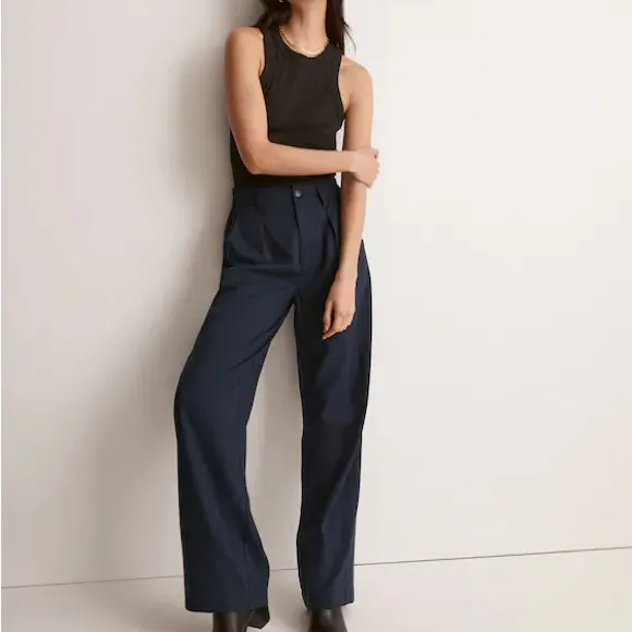 NWT Madewell Straight-Leg Pants High Rise, Drapeweave TENCEL™ Blend – Navy color - Image 11