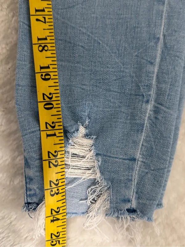 Abercrombie & Fitch Light Blue High-Rise Cropped Button-Fly Jeans Ankle Stretch - Image 7