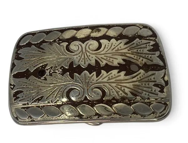 Vintage Western Engraved Silver Tone Belt Buckle 3"X 2" Unisex Scroll - Image 4