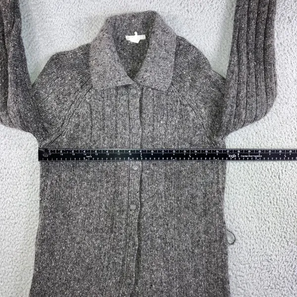 J. Crew Cardigan Sweater Women Medium Gray Wool Blend‎ Button Knit Mid Length - Image 3