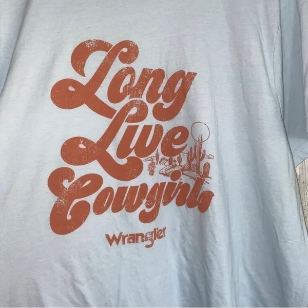 Wrangler Long Live Cowgirls Baby Blue Tee •XXL - Image 2