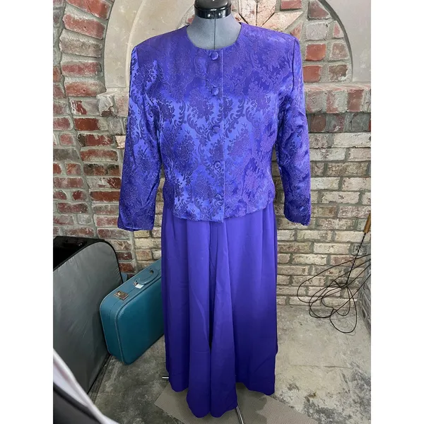 dress blazer formal purple 1970s floral - Image 13