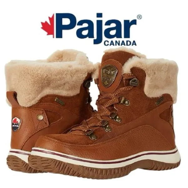 Pajar Canada Giselle Waterproof Leather Snow Boots Fur Lined Brown - Image 11