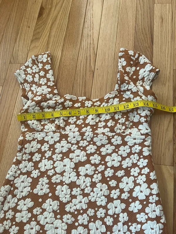 Altar'd State Brown Floral Mini Dress Small Y2k Coquette Summer Baby Doll Picnic Cottagecore - Image 7