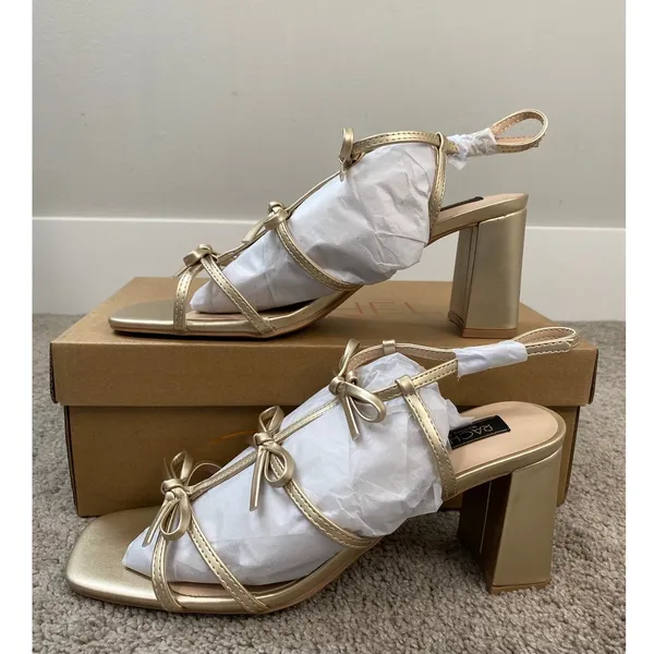 New Rachel Roy Cologne Heeled Sandal Size 8.5 Gold - Image 2