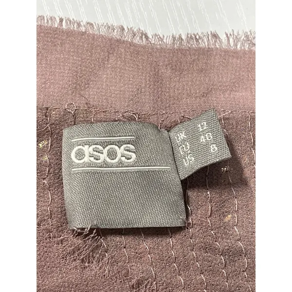 Sparkling ASOS Sequin Cami Top Pink Mauve V Neck Spaghetti‎ Strap Women size 8 - Image 5