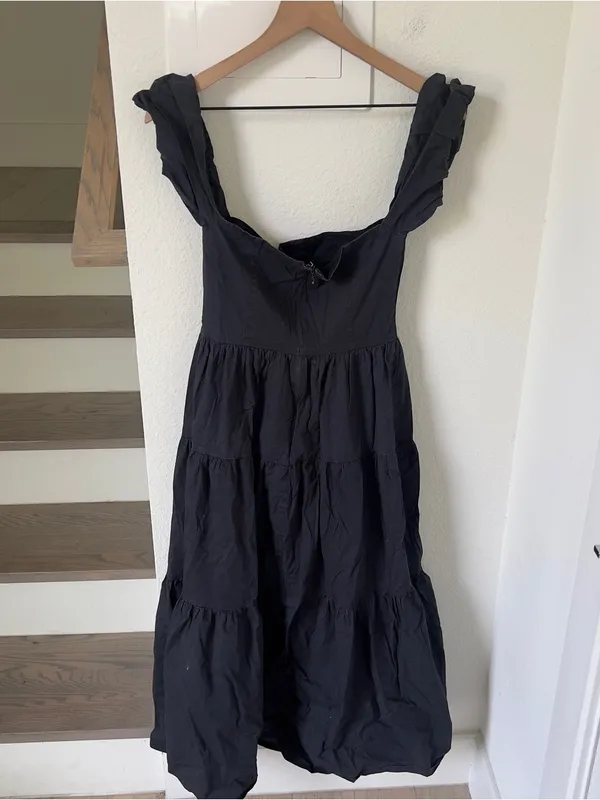 Staud Elio Off The Shoulder Dress in Black - Image 4