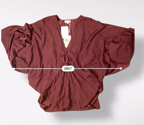 Entro NWT Red Endless Possibilities Long Sleeve Ruffled Top Size L Romantic Boho - Image 3