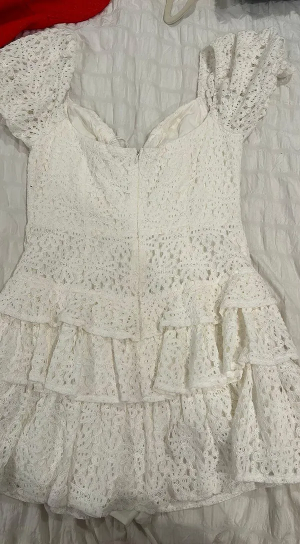 Olivaceous NWT White Lace Ruffle Mini Dress/ Romper - Image 2