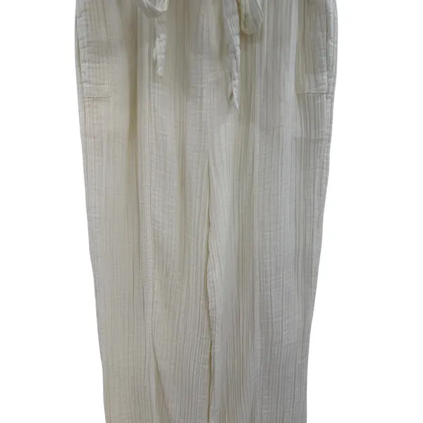 Free People Ivory Double Gauze Paperbag‎ Tie Waist Beach Pants Size XS - Image 3