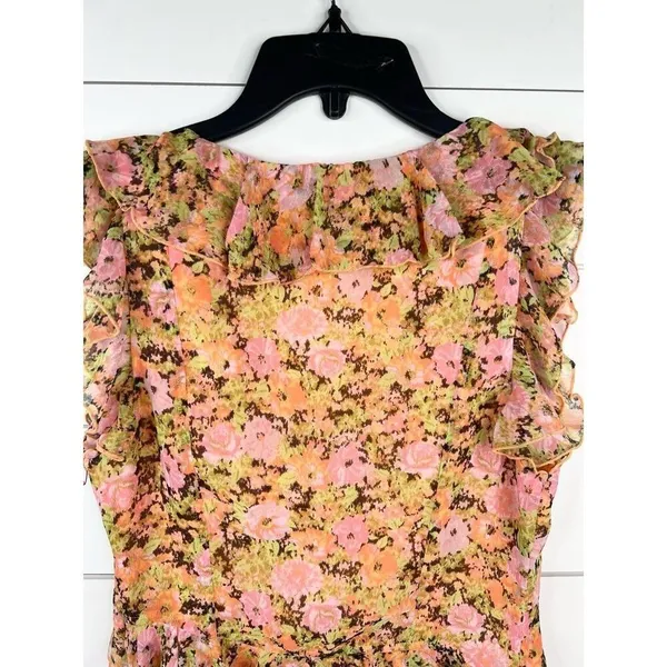 One Edit Nordstrom Floral Ruffle Sleeveless V-Neck Crop Top Blouse Sz XS - Image 9