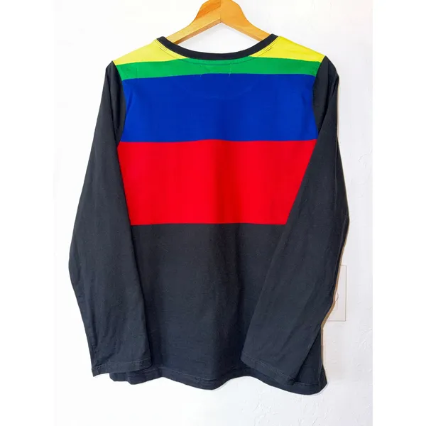 Ralph‎ Lauren Active Color Block Stripe Long Sleeve Cotton Shirt Black Size XL - Image 2