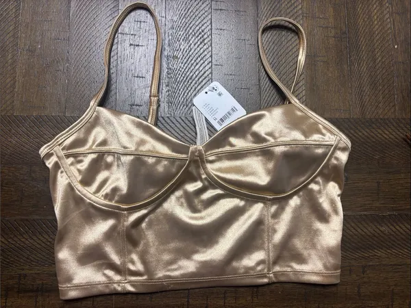 Intimately by Free People Satin Bralette in Champagne Gold - Medium - Image 3