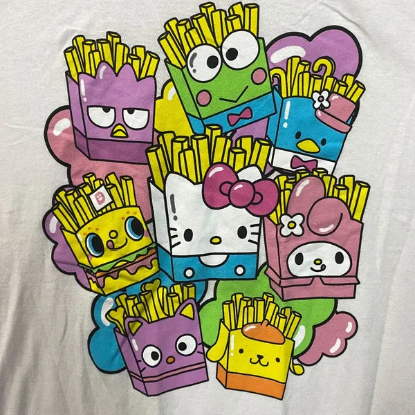 Sanrio Hello Kitty & Friends French Fry Character Boxes T-Shirt 2XL - Image 2