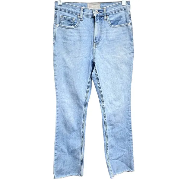Everlane The Cheeky Straight Leg Raw Hem Light Wash Jeans Denim 26 ACTUAL‎ 28" - Image 2