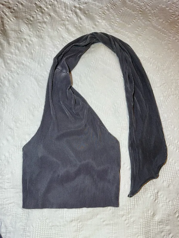 Hello Molly Women's Grey and Silver Neck Tie Shirt in Charcoal - Image 5