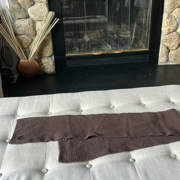 Coach Wool Blend Knit Brown Scarf One Size - Image 3