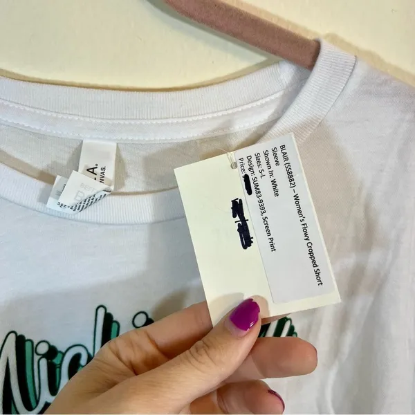 Bella Canvas White Michigan State Crop‎ Top Medium NWT - Image 4