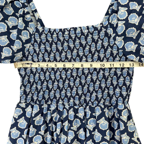 J Crew Smocked Midi Dress Women S Blue White Floral Puff Sleeves Cottage Boho - Image 7