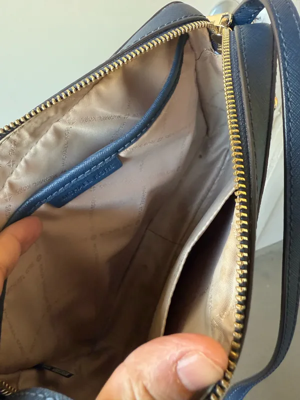 Michael Kors Navy Leather Crossbody with Gold Stud Accents - Image 11