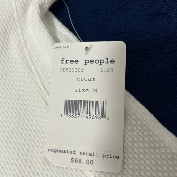 Free People White and Gold Long Sleeve Top - Image 4
