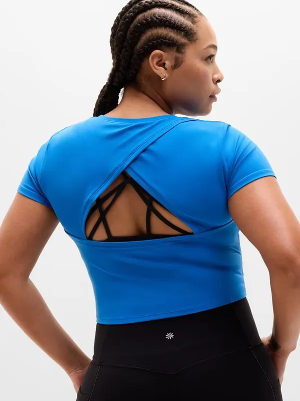 New Athleta S Transcend Open Back Tee Breaker Blue Small Regular - Image 5