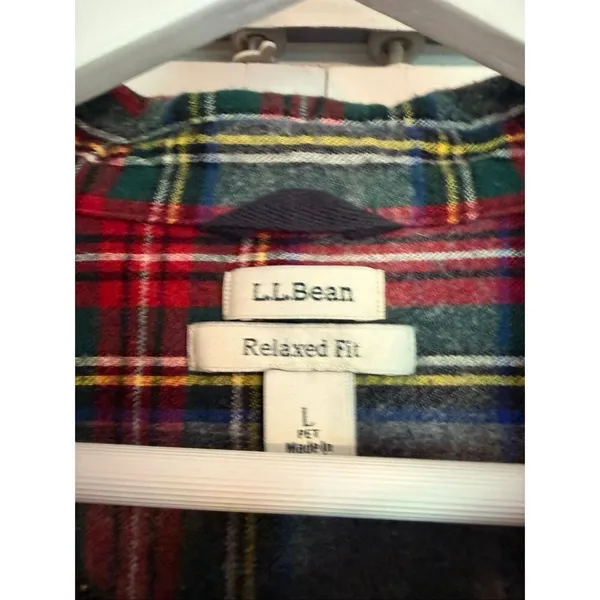 L.L. Bean relaxed fit flannel pullover zip up sweater large - Image 3