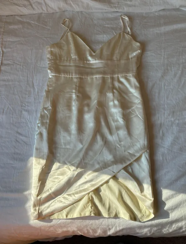 Mini White Silky Dress - Image 4