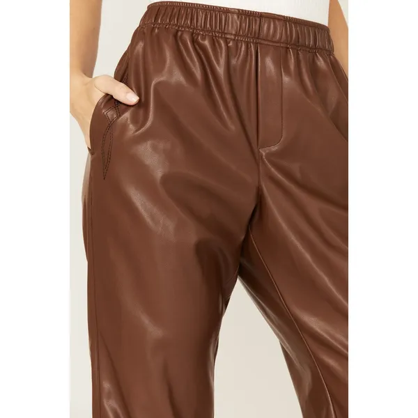 Ariat Womens Brown Faux Leather Western Jogger Pants High Rise Size L‎ 1005037 - Image 4