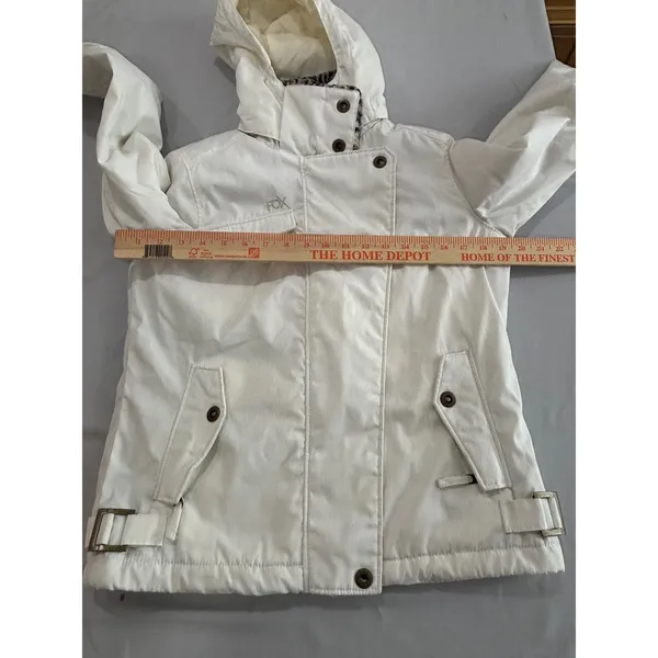 Fox Racing Womens Snow Jacket White Faux Fur Leopard Lining Hooded Small - Image 7
