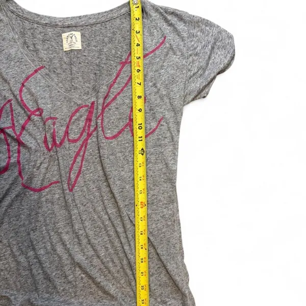 American Eagle Vintage T Burnout Tee Gray Pink Y2K 2000s Deep V Neck - Image 3