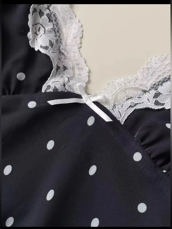 NIA Jasmine Dress Polka Dot Lace trim, S - Image 5